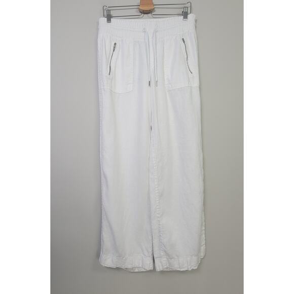 Athleta Pants - Athleta Womens 10 Cabo Linen Wide Leg Pull-On Pants White